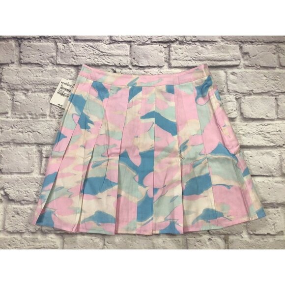 BP Womens Size Small Pleated Skirt in Pink Blue Painted Camo - Picture 3 of 6